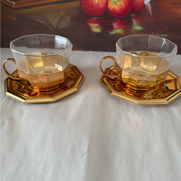 Turkish coffee cups & saucersgold-plated holders clear glass or porcelain